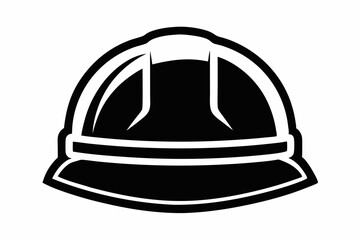construction helmet silhouette line art vector illustration