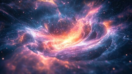 Colorful Cosmic Nebula Swirling in Deep Space with Glowing Stars