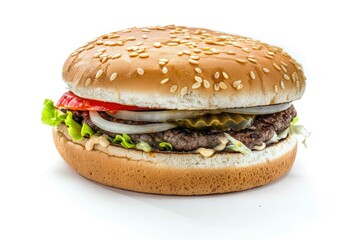 Flawless Visual of Burger Isolated on White Background