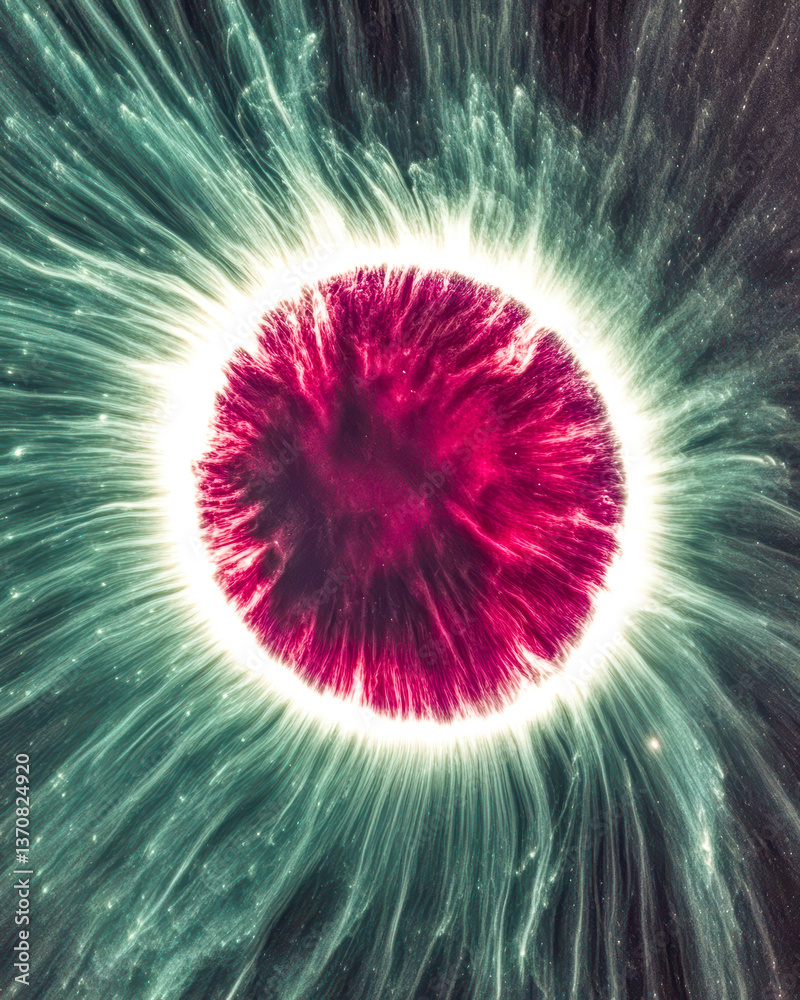 Poster bright geomagnetic storm illuminating the night sky with vibrant colors and dynamic patterns