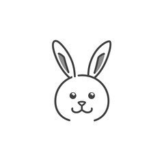 Obraz premium Cute cartoon bunny face illustration on white background 