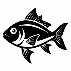 fish silhouette line art vector illustration