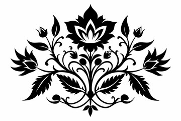 floral pattern silhouette line art vector illustration