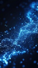 Abstract blue network of connected dots and lines on dark background digital technology concept