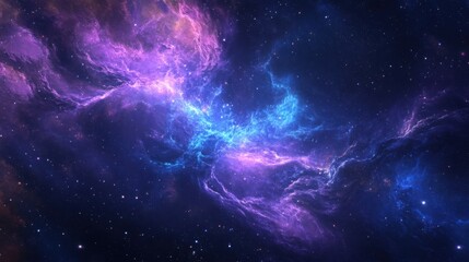 Ethereal Cosmic Clouds in Vibrant Purple and Blue Nebula Background