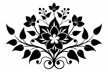 floral pattern silhouette line art vector illustration