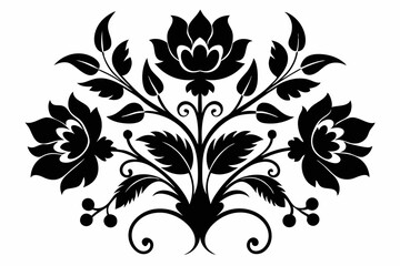 floral pattern silhouette line art vector illustration
