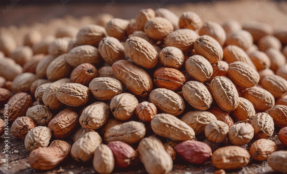 Poster Pile of nuts with some of them being walnuts. There are many of them in the pile