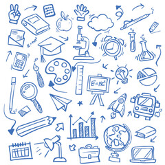 Education and Learning Doodle &ndash; Hand-Drawn School Icon Set