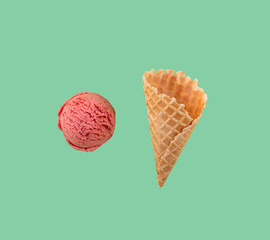 Ice cream ball isolated on color background