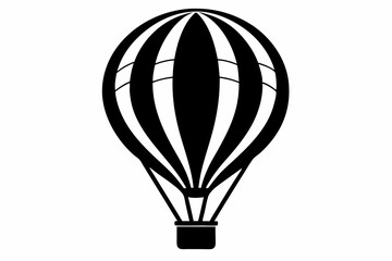 hot air balloon silhouette line art vector illustration