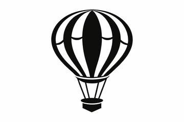 hot air balloon silhouette line art vector illustration
