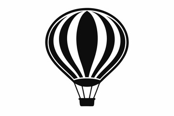 hot air balloon silhouette line art vector illustration
