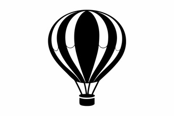 hot air balloon silhouette line art vector illustration