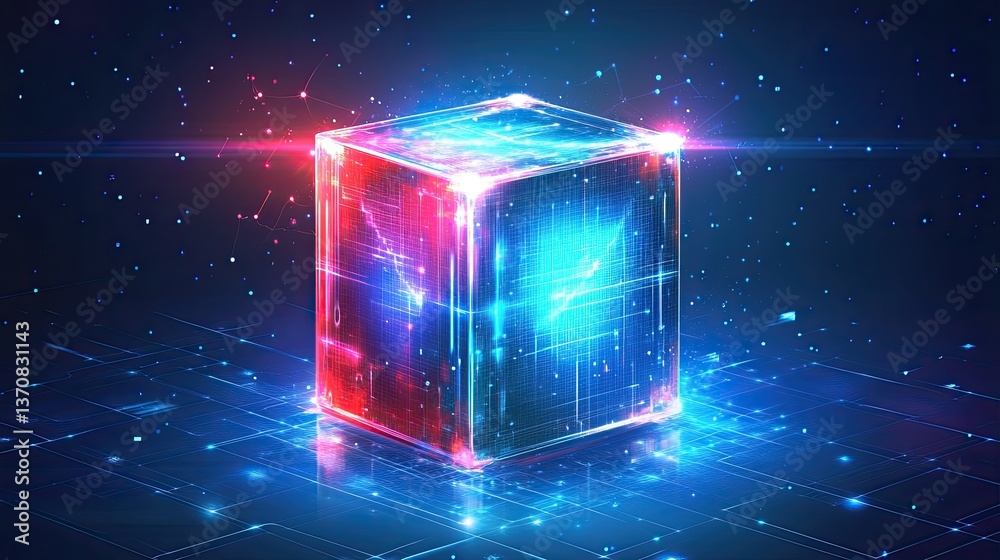Poster a conceptual internet banner showcasing blockchain fintech technology and cryptocurrency mining. the