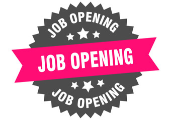 job opening. job opening round pink label isolated on transparent background