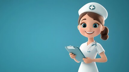 Celebrating International Nurses Day with a cheerful cartoon nurse holding a clipboard