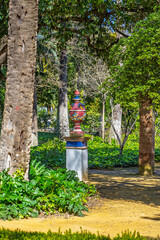 Decorative urn in a park in Seville, Spain
