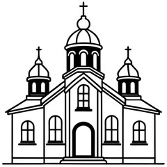 orthodox church silhouette line art vector illustration