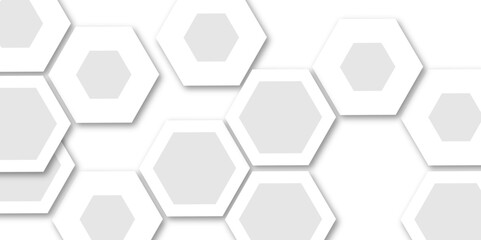 Abstract light grey and white hexagon 3d effect pattern with shadow seamless texture background. Use for book, poster, flyer, website vector illustration.