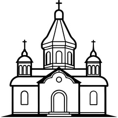 orthodox church silhouette line art vector illustration
