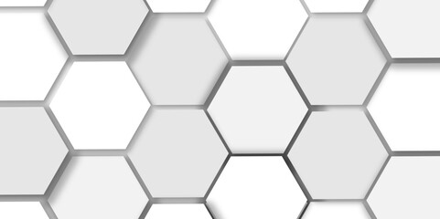 Obraz premium Abstract light grey and white hexagon 3d effect pattern with shadow seamless texture background. Use for book, poster, flyer, website vector illustration.