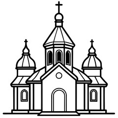 orthodox church silhouette line art vector illustration