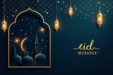 Eid Mubarak Greetings Card Design, Eid Mubarak post, Islamic concept vertical image	
