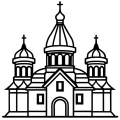orthodox church silhouette line art vector illustration