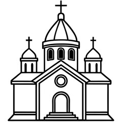orthodox church silhouette line art vector illustration