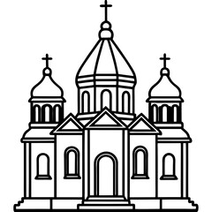 orthodox church silhouette line art vector illustration