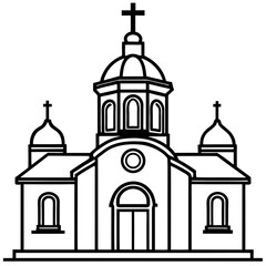 orthodox church silhouette line art vector illustration