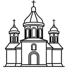 orthodox church silhouette line art vector illustration