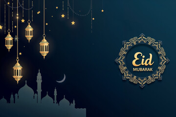 Eid Mubarak Greetings Card Design, Eid Mubarak post, Islamic concept vertical image	
