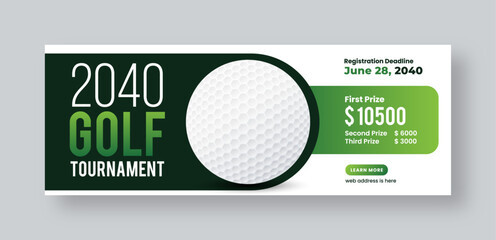 Golf tournament web banner social media cover template, annual sports tournament event golf banner design