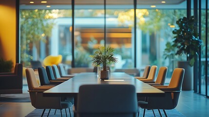 Fototapeta premium Business meeting setup modern office interior design bright atmosphere