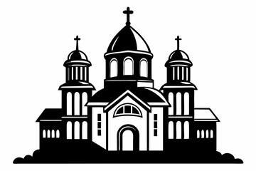 orthodox church silhouette line art vector illustration
