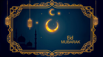Eid Mubarak Greetings Card Design, Eid Mubarak post, Islamic concept vertical image	
