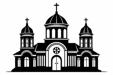 orthodox church silhouette line art vector illustration
