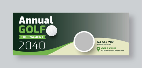 Golf tournament web banner social media cover template, annual sports tournament event golf banner design