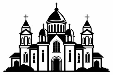 Fototapeta premium orthodox church silhouette line art vector illustration