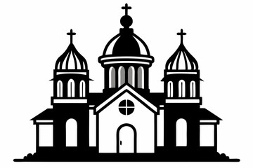 orthodox church silhouette line art vector illustration