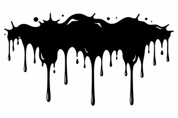 paint drips silhouette line art vector illustration