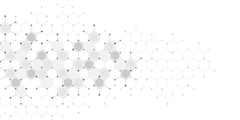 Graphic design element with abstract geometric background of simple hexagon pattern