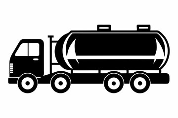 petrol tanker silhouette line art vector illustration