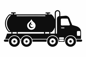 petrol tanker silhouette line art vector illustration