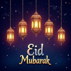 Eid Mubarak Greetings Card Design, Eid Mubarak post, Islamic concept vertical image	
