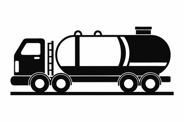 petrol tanker silhouette line art vector illustration