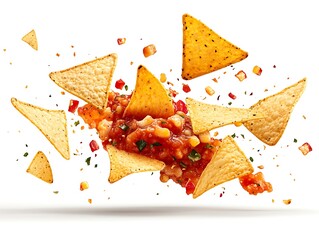 Explosive nachos with salsa kitchen food photography studio concept