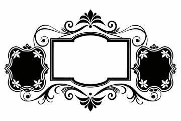 rectangular calligraphic frames silhouette line art vector illustration